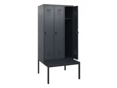 locker met bank,HxBxD 1950x900x815mm,3vak,vak B 300mm,draaigrendel