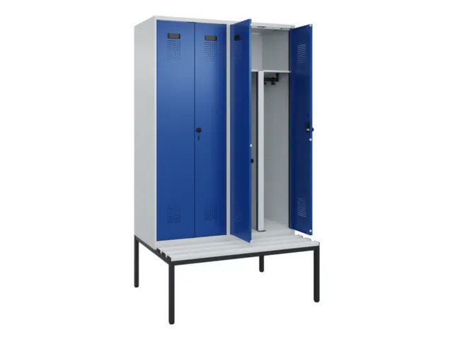 PBM-locker met bank,HxBxD 2120x1200x815mm,4vak,vak B 300mm