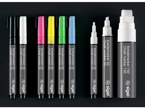 Krijtstift Sigel zwart set 2stuks ronde punt 1-2 mm