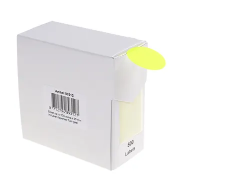 Etiket Rillprint 35mm 500st op rol fluor geel