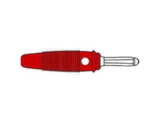 Banaanstekker 4mm male rood met dwarsgat en schroefaansluiting - 1