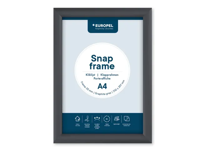 Easy-Click Kliklijst Europel A4 25mm aluminium Grafietgrijs
