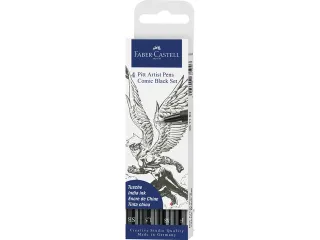 Tekenstift Faber-Castell Pitt Artist Pen Comic 4-delige etui zwart - 1