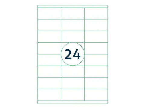 Etiketten Zelfklevend Wit 24 op A4 70x35mm 1000 Vel