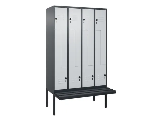 Z-garderobekast,HxBxD 2120x1200x815mm,8vak,vak B 300mm,draaigrendel