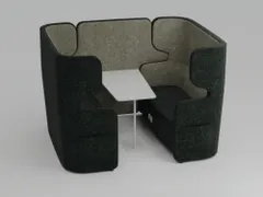 Zitgroep 2Banken Tafel 4-Zits Geluidabsorberend Stof Antraciet/grijs