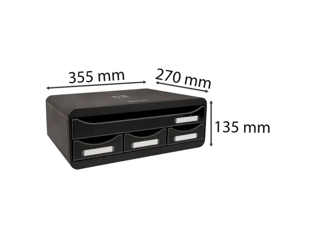 Ladekastje met 4 lades Toolbox Mini Kunststof Zwart