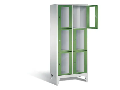 lockerkast 1850x810x500mm 2x3 vakken Cilinderslot Poten, RAL6011