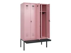 locker met bank,voor scheiding van kleding,HxBxD 2120x1200x815mm,4vak