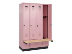 locker met bank,HxBxD 1950x1200x815mm,4vak,vak B 300mm,draaigrendel
