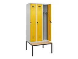 locker met bank,voor scheiding van kleding,HxBxD 2120x900x815mm,3vak