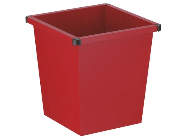 Vierkant tapse papierbak 27 Liter Rood