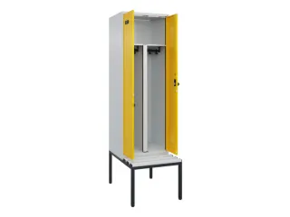 PBM-locker met bank,HxBxD 2120x600x815mm,2vak,vak B 300mm,draaigrendel - 1
