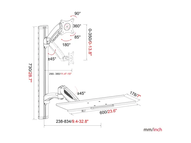 Digitus Muurbeugel Flexibele werkplek