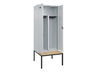 PBM-locker met bank,HxBxD 2120x800x815mm,2vak,vak B 400mm,draaigrendel - 1