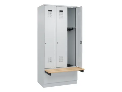 locker met bank,HxBxD 1950x900x815mm,3vak,vak B 300mm,cilinderslot