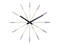Wandklok NeXtime Plug Inn 58cm lavendel RVS