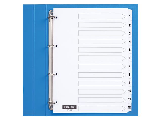 Tabbladen Quantore A4 4-gaats 1-12 genummerd wit karton 12-delig | RingbandWinkel.be