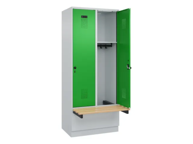 locker met bank,HxBxD 1950x800x815mm,2vak,vak B 400mm,draaigrendel