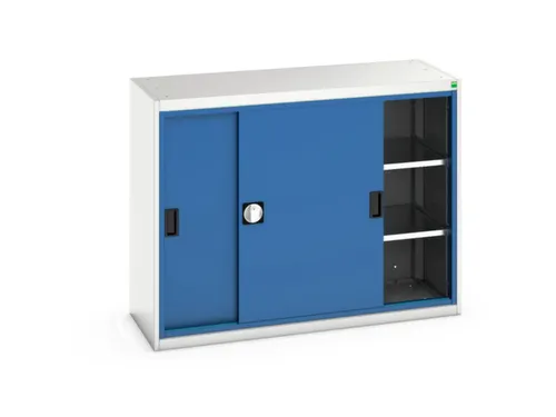 werkplaatskast 1000x1300x550mm 2xStalen bodem RAL7035 front RAL5010