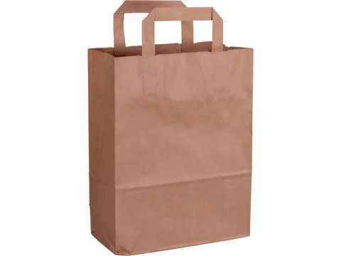 Bruine papieren draagtas met platte handgreep 22x10x28cm 250 Stuks
