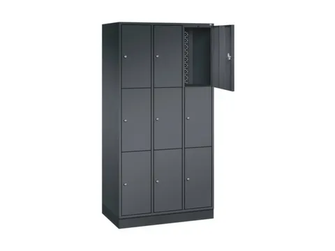 lockerkast,HxBxD 1950x920x500mm,3x3vakken,cil.-slot,sokkel