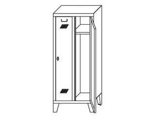 lockerkast v. kinderen,HxBxD 1300x530x300mm,2vak,RAL7035,front RAL5010 - 3