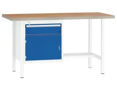 Werkbank 840x1500x700mm 1lade 150mm 1kastvak 350mm 1/2legbord Ral7035