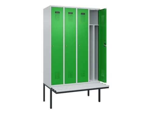 locker met bank,voor scheiding van kleding,HxBxD 2120x1200x815mm,4vak
