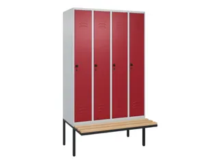 locker met bank,HxBxD 2120x1200x815mm,4vak,vak B 300mm,draaigrendel - 1