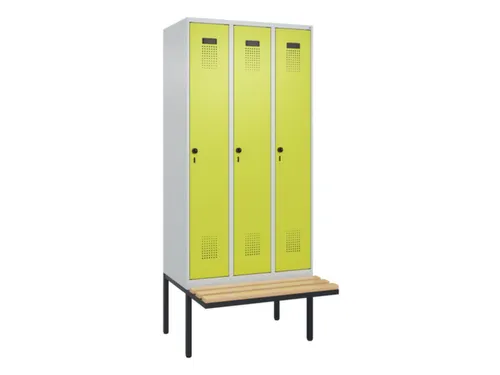 locker met bank,voor scheiding van kleding,HxBxD 2120x900x815mm,3vak