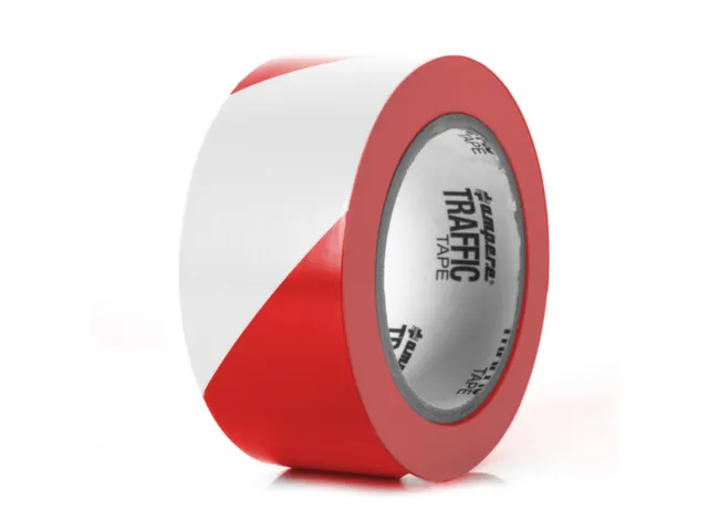 tape,standaardkleur,PVC,rood/wit,band LxB 33mx50mm