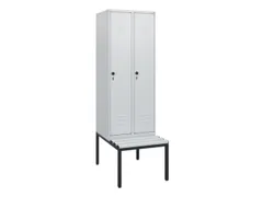 locker met bank,HxBxD 1950x600x815mm,2vak,vak B 300mm,draaigrendel