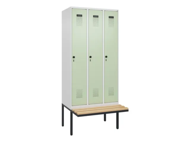 locker met bank,voor scheiding van kleding,HxBxD 2120x900x815mm,3vak