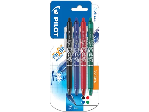 Gelroller Pilot Frixion Ball Clicker 07 Medium Assorti blister 4 stuks
