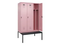 locker met bank,voor scheiding van kleding,HxBxD 2120x1200x815mm,3vak