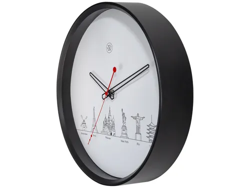 Wandklok nXt Worldtour dia 30cm kunststof zwart