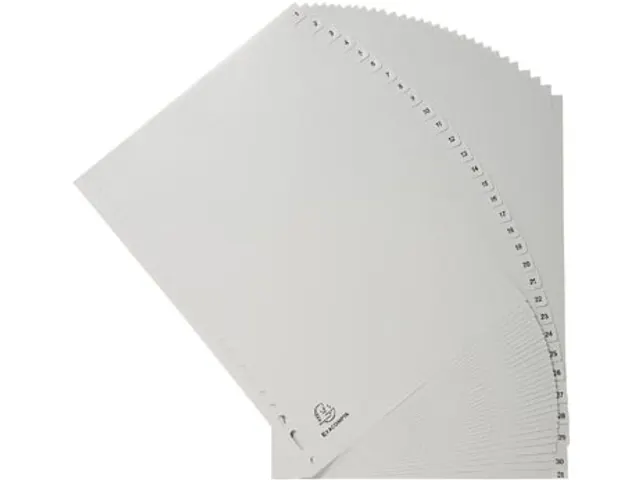 tabbladen numeriek 1-31 A4 PP 31-delig grijs 18-gaats