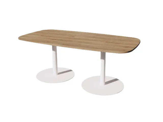 Linesto vergadertafel 200x100 deens ovaal honey castello 25mm wit