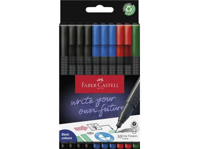Fineliner Faber-Castell Grip 0,4mm Office set 10 stuks
