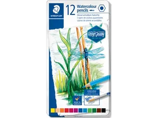 Aquarel Potlood, Metalen Doos Met 12 Kleuren - 2