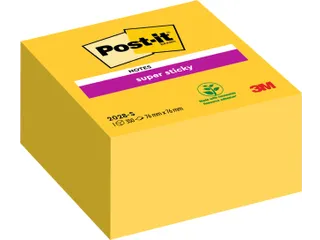 Memoblok 3M Post-it 2028 Super Sticky 76x76mm kubus neon geel - 2