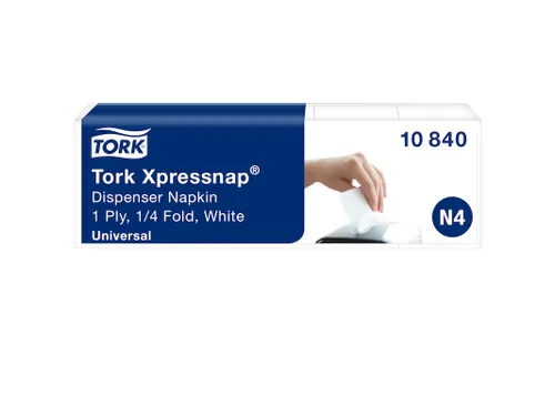 Servetten Tork Xpressnap N4 22x33cm 1/4 vouw 1-laags wit 10840