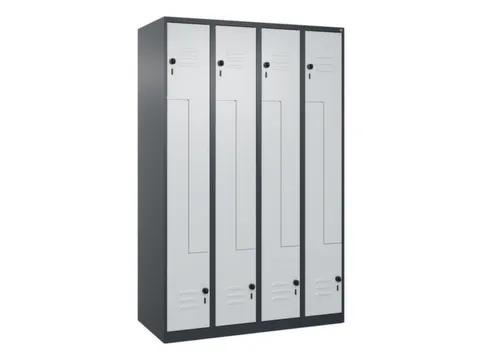 Z-garderobekast,HxBxD 1850x1200x500mm,vak B 150/300mm,draaigrendel