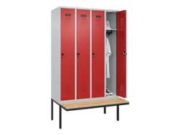 locker met bank,HxBxD 2120x1200x815mm,4vak,vak B 300mm,draaigrendel