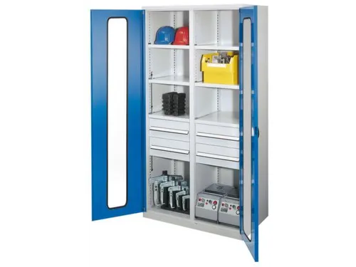 Materiaalkast Scheidingswand 1950x1000x600mm 6legborden 4laden Ral5010