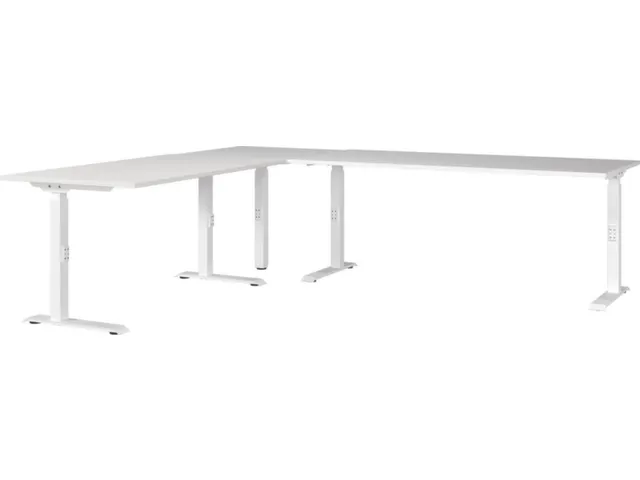 hoekbureau,in h. verstelb.,HxBxD 710-910x2600x2200mm,blad wit