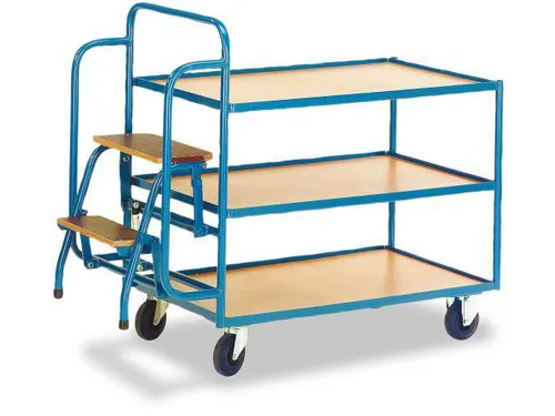 Orderverzamelwagen 990x590mm Totale H 1135mm 3 Etages Hout Ral5010