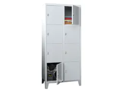 lockerkast,HxBxD 1850x800x500mm,2x4vakken,RAL7035,front RAL3000