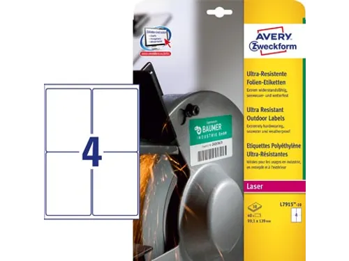 Avery Zweckform Ultra Resistente Etiketten 99.1x139mm wit 40 Stuks